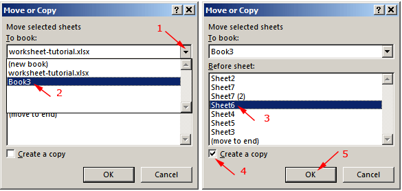 Dijaloški okvir u Excelu za premještanje ili kopiranje radnog lista u drugu radnu knjigu