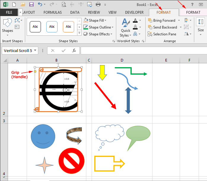 Uređivanje oblika i samooblika u Excelu 2013