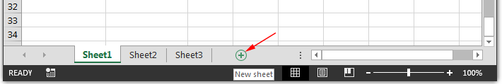 Kreiranje novog radnog lista pomocu gumba New Sheet na status baru u Excelu 2013