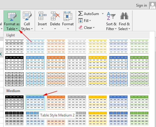 Izbor oblika i dizajna tablice u Excelu 2013