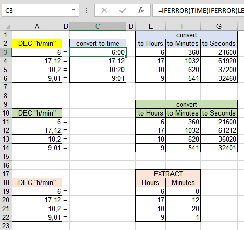 Konvertiranje i izdvajanje decimalne vrijednosti zapisa vremena u Excelu