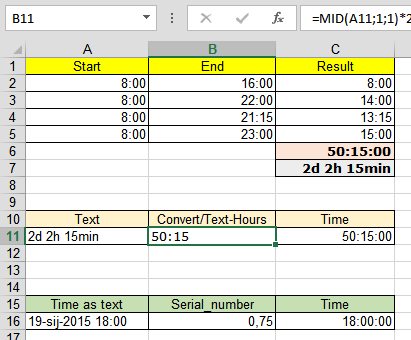 Pretvaranje tekstualnog podatka vremena u Excel vrijeme