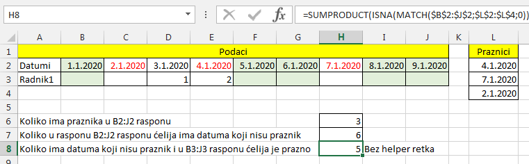 Count Non Duplicate Dates without helper row