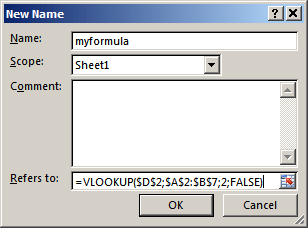 Kreiranje nove imenovane formule u Excel Name Manageru