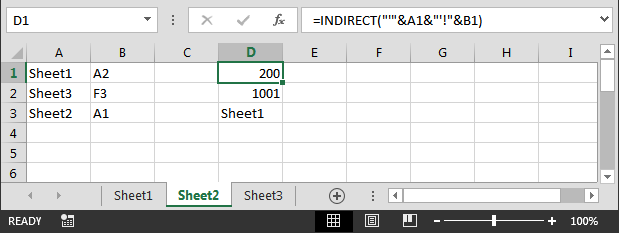 Referenciranje imena radnog lista u Excelu upotrebom INDIRECT funkcije
