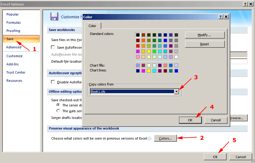 Paleta boja za Excel 2007