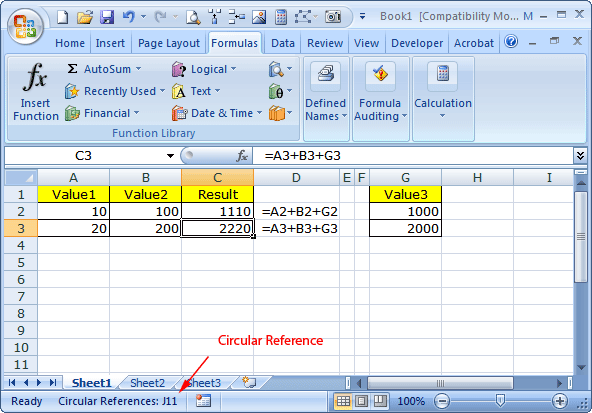 Upute za lociranje svih ćelija koje sadrže kružnu referencu u Excelu