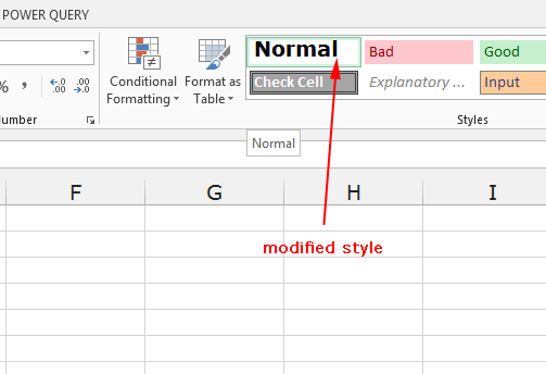 Modificirani stil Normal u Excelu