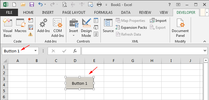 Kreirani gumb u Excelu 2013