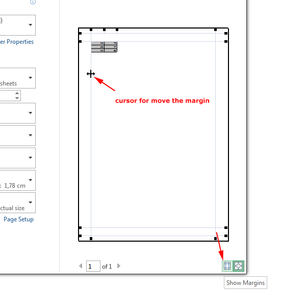 Prikaz margina u print Preview u Excelu