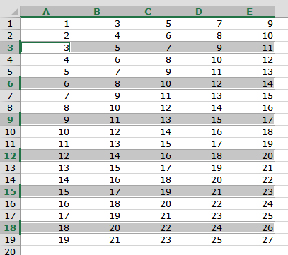 Selektiranje svakog N reda u rasponu ćelija u Excelu