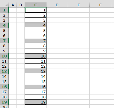 Kako selektirati svaku N ćeliju u Excel stupcu
