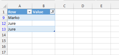 Filtrirani stupac u Excelu
