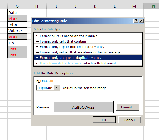Format only unique or duplicate values